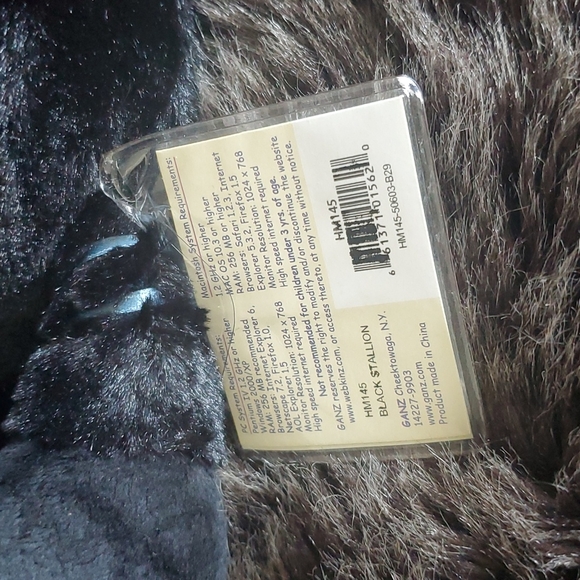 GANZ WEBKINZ RETIRED VINTAGE ADOPT A PET BLACK STALLION - Picture 5 of 7